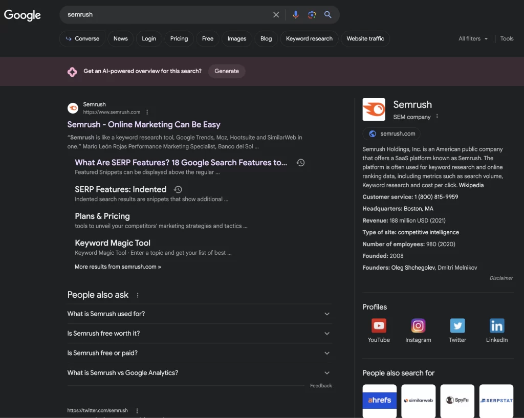 generative links Google SGE
